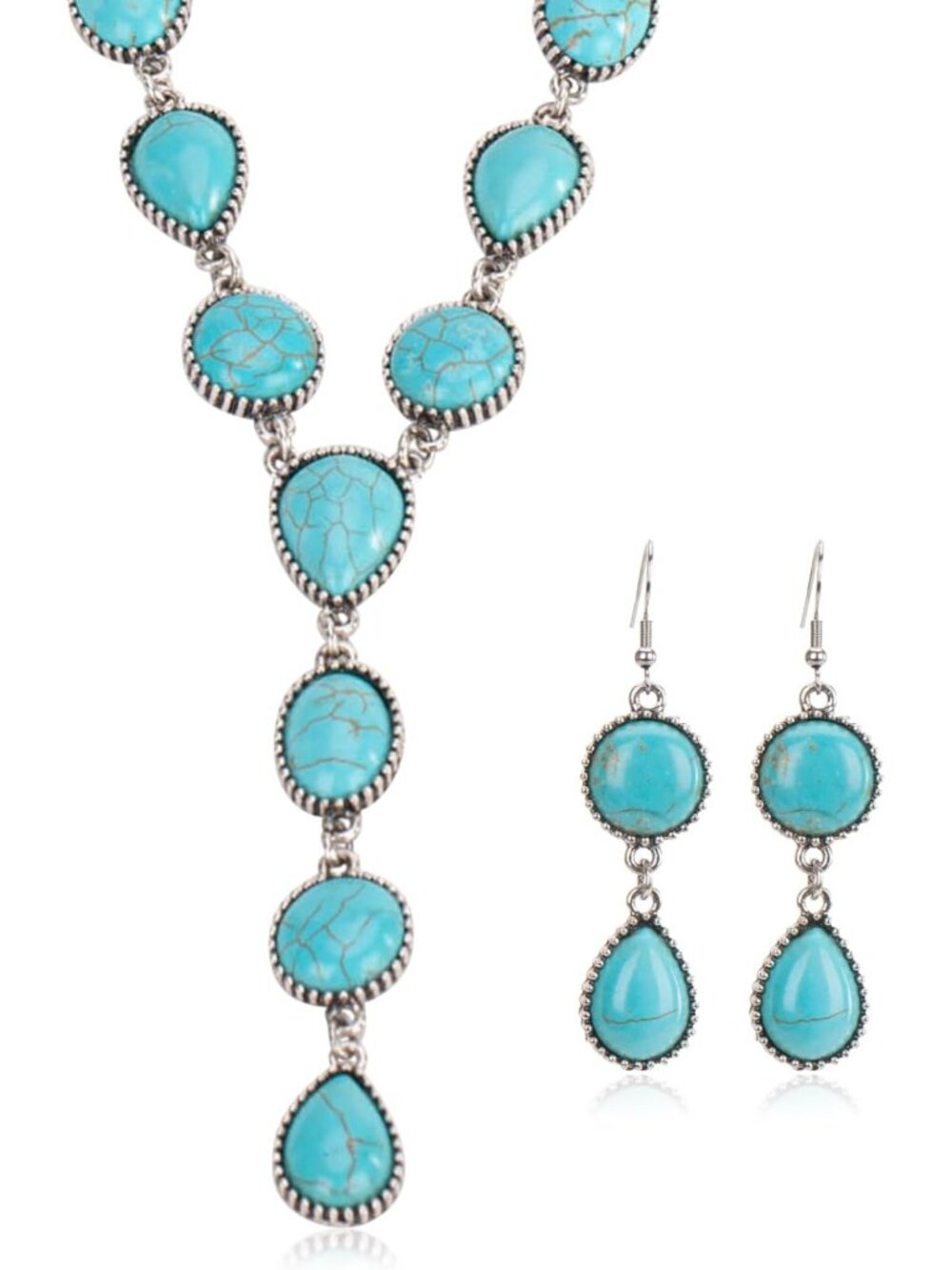 Turquoise Western Necklace & Earrings Set - Boho Jewelry for Women, Perfect Gift - Picture 1 of 7